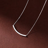 925 Silver Thin Square Tube Clavicle Chain Necklace for Women