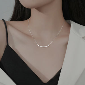 925 Silver Thin Square Tube Clavicle Chain Necklace for Women