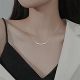 925 Silver Thin Square Tube Clavicle Chain Necklace for Women