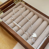 Korea 925 Sterling Silver Irregular Love Mosaic Asymmetric Pearl Zircon Necklace
