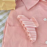 Korea Acetate Pink Striped Hair Claws for Women