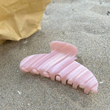 Korea Acetate Pink Striped Hair Claws for Women