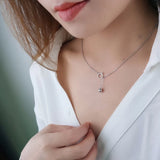 Korea Cat Ears Bells Pendant 925 Sterling Silver Necklace