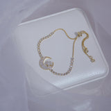 Korea 14k Plated Zircon Star and Moon Bracelet for Woman