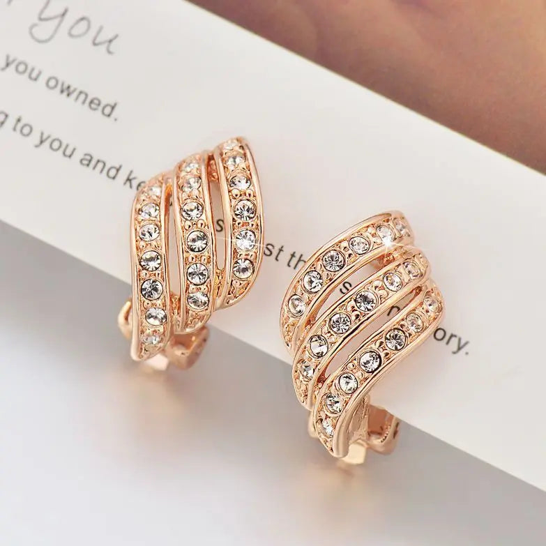 Korea Rhinestone Clip On Earrings No Hole Women's Style Ear cuff