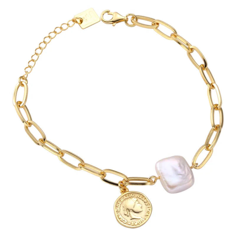 925 Sterling Silver Portrait Pearl Bracelet for Girlfriends