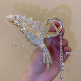 Korea Orchid Flower Pearl Fringe Ponytail Claw Clip