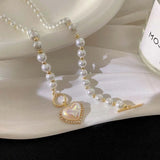 Korea Pearl Clavicle Chain Party Love Pendant Necklace