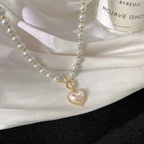 Korea Pearl Clavicle Chain Party Love Pendant Necklace