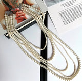Korea 5 layers Long Sweater Chain Necklace for Women Party Pearls Necklace