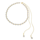 Korea Adjustable Pearl Necklace Femininity Neck Long Pull Clavicle Chain