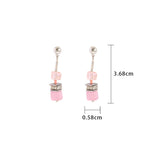 Korea Coloured Stone Earrings Geometric Square Pendant Earrings For Women