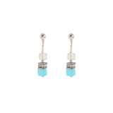 Korea Coloured Stone Earrings Geometric Square Pendant Earrings For Women