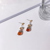 Korea Coloured Stone Earrings Geometric Square Pendant Earrings For Women