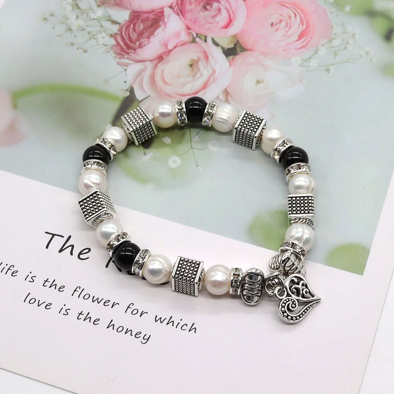 Korea Freshwater Baroque Pearl Lucky Bracelet Love Charm Pack Wedding Jewelry