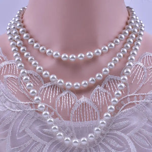 Korea Women's Knot Multi-layer Long Sweater Chain Pearl Necklace