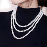 Korea Women's Knot Multi-layer Long Sweater Chain Pearl Necklace