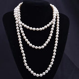 Korea Women's Knot Multi-layer Long Sweater Chain Pearl Necklace
