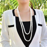 Korea Women's Knot Multi-layer Long Sweater Chain Pearl Necklace