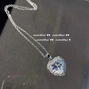 Heart Shape CZ Pendant Necklace Crystal Clavicle Chain Women Wedding Jewelry