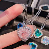 Heart Shape CZ Pendant Necklace Crystal Clavicle Chain Women Wedding Jewelry