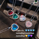 Heart Shape CZ Pendant Necklace Crystal Clavicle Chain Women Wedding Jewelry