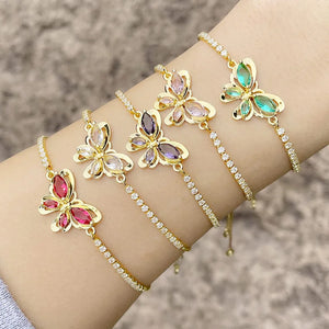 Korea Zircon Butterfly Bracelet Crystal Gemstone Jewelry Gift