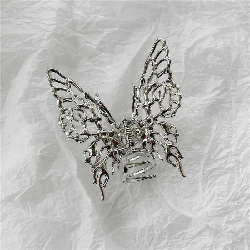 Korea Silver Metal Butterfly Hair Clip Women Girls Barrette Hairwear Accessories