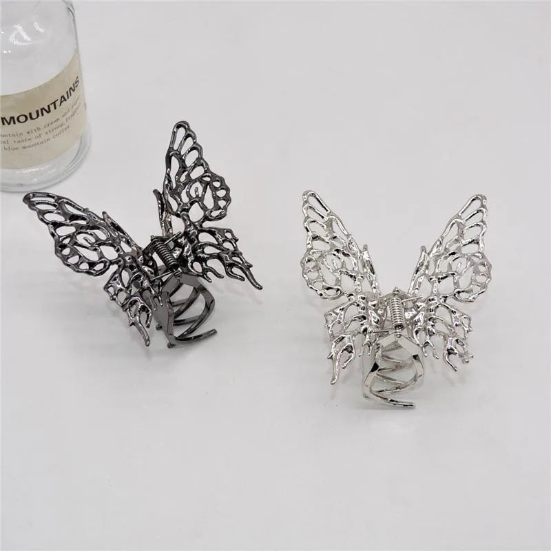 Korea Silver Metal Butterfly Hair Clip Women Girls Barrette Hairwear Accessories