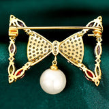 Korea Temperament Brooch Female Pearl Tassel Bowknot Brooch Jewelry