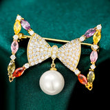 Korea Temperament Brooch Female Pearl Tassel Bowknot Brooch Jewelry