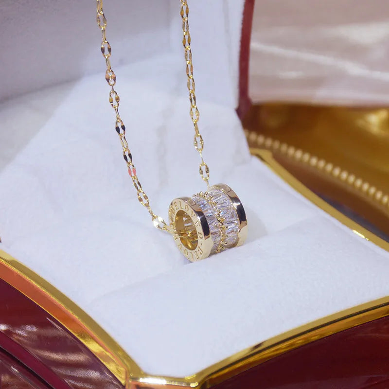 Korea Fine Jewelry 14k Zircon Flashing Diamond Letter Necklace