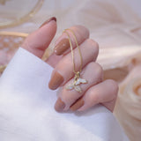 Korea Fine Jewelry Zircon Fishtail Necklaces 14k Plated Short Necklace