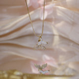 Korea Fine Jewelry Zircon Fishtail Necklaces 14k Plated Short Necklace