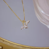Korea Fine Jewelry Zircon Fishtail Necklaces 14k Plated Short Necklace
