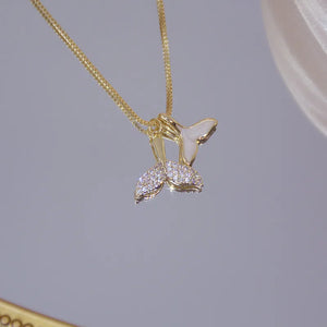 Korea Fine Jewelry Zircon Fishtail Necklaces 14k Plated Short Necklace