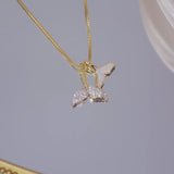 Korea Fine Jewelry Zircon Fishtail Necklaces 14k Plated Short Necklace