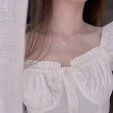 Korea Fine Jewelry Zircon Fishtail Necklaces 14k Plated Short Necklace