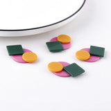 Korea Fruta Geometric Round Square Stitching Earrings DIY Material