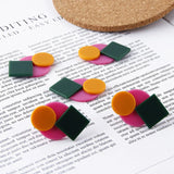 Korea Fruta Geometric Round Square Stitching Earrings DIY Material