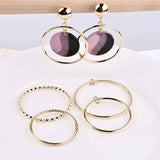 Korea Geometric Alloy Double Hanging Round DIY Earrings Material