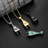 Korea Gothic Hammer Skull Plug Necklace Pendant Stainless Steel