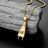Korea Gothic Hammer Skull Plug Necklace Pendant Stainless Steel