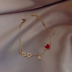 Korea Hollow Heart Bracelet for Women Sweet Drip Oil Heart Accessory