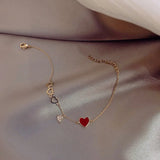 Korea Hollow Heart Bracelet for Women Sweet Drip Oil Heart Accessory