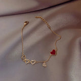Korea Hollow Heart Bracelet for Women Sweet Drip Oil Heart Accessory