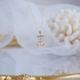 Korea Hot Jewelry 14K Copper Zircon Necklace Bear Women's Clavicle Necklace