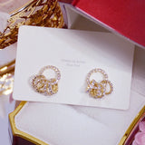 Korea Hot Jewelry 14K Plated Zircon Earrings Round Women's Birthday Gift