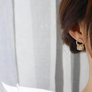 Korea Hot Jewelry 14K Plated Zircon Earrings Round Women's Birthday Gift