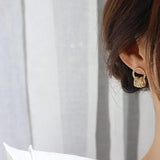 Korea Hot Jewelry 14K Plated Zircon Earrings Round Women's Birthday Gift
